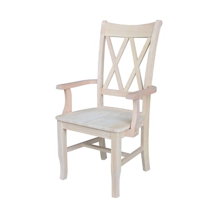 International Concepts Double X-Back Chair with Arms, Unfinished CI-20A